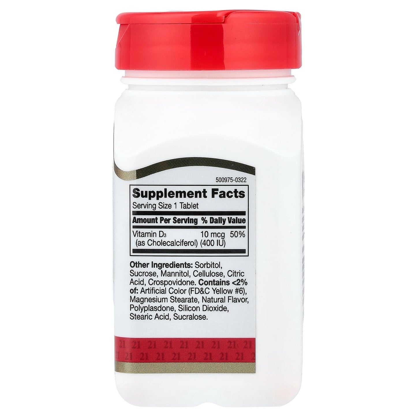 21st Century Chewable Vitamin D3 10 mcg (400 IU), 110 Tablets