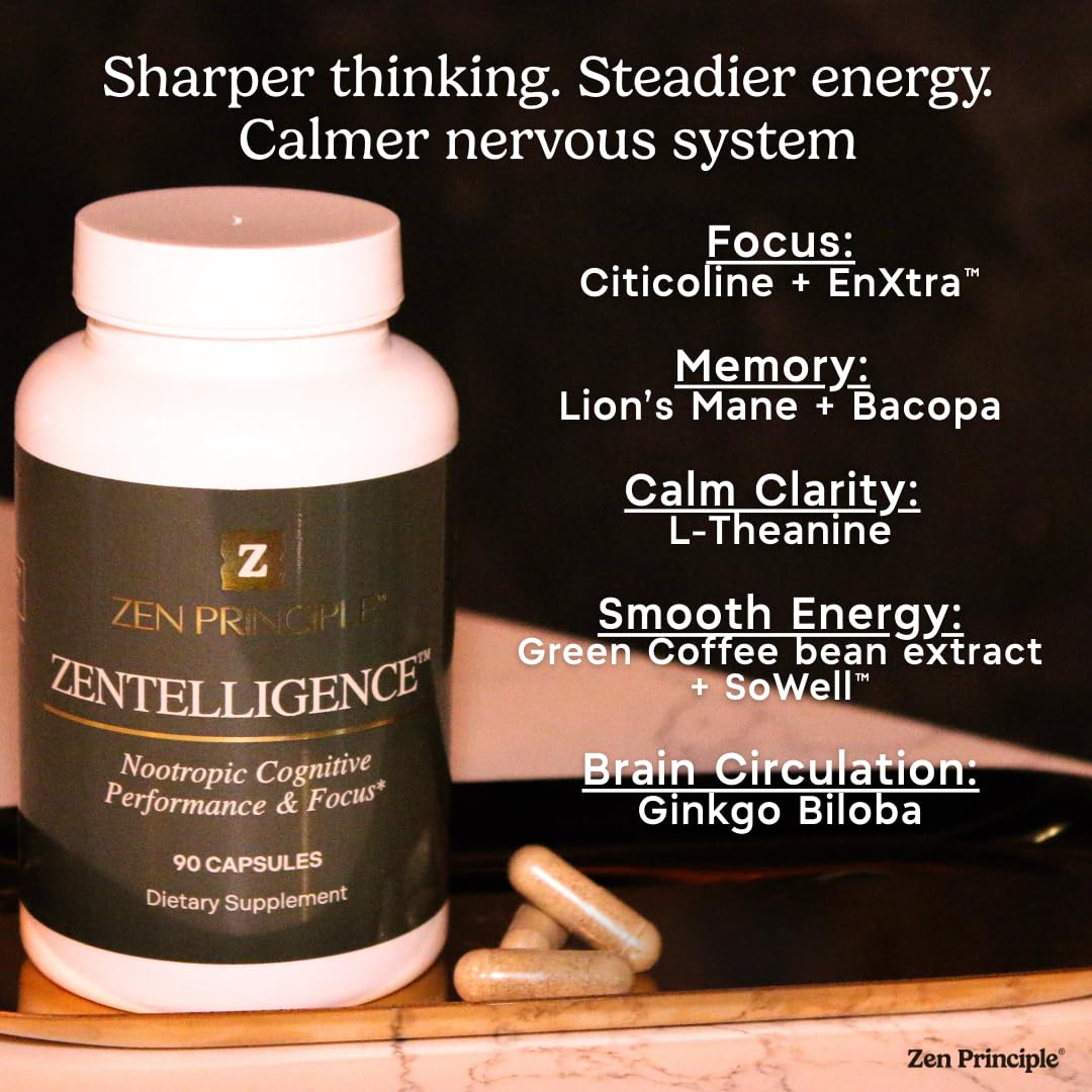 Zen Principle Zentelligence Focus Nootropic Supplement Capsule, 90 Capsules