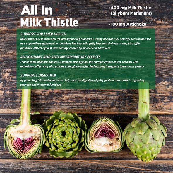 Camrusepa All in Milk Thistle – Silybum marianum & Artichoke Herbal Extract Tablet, 60 Tablets