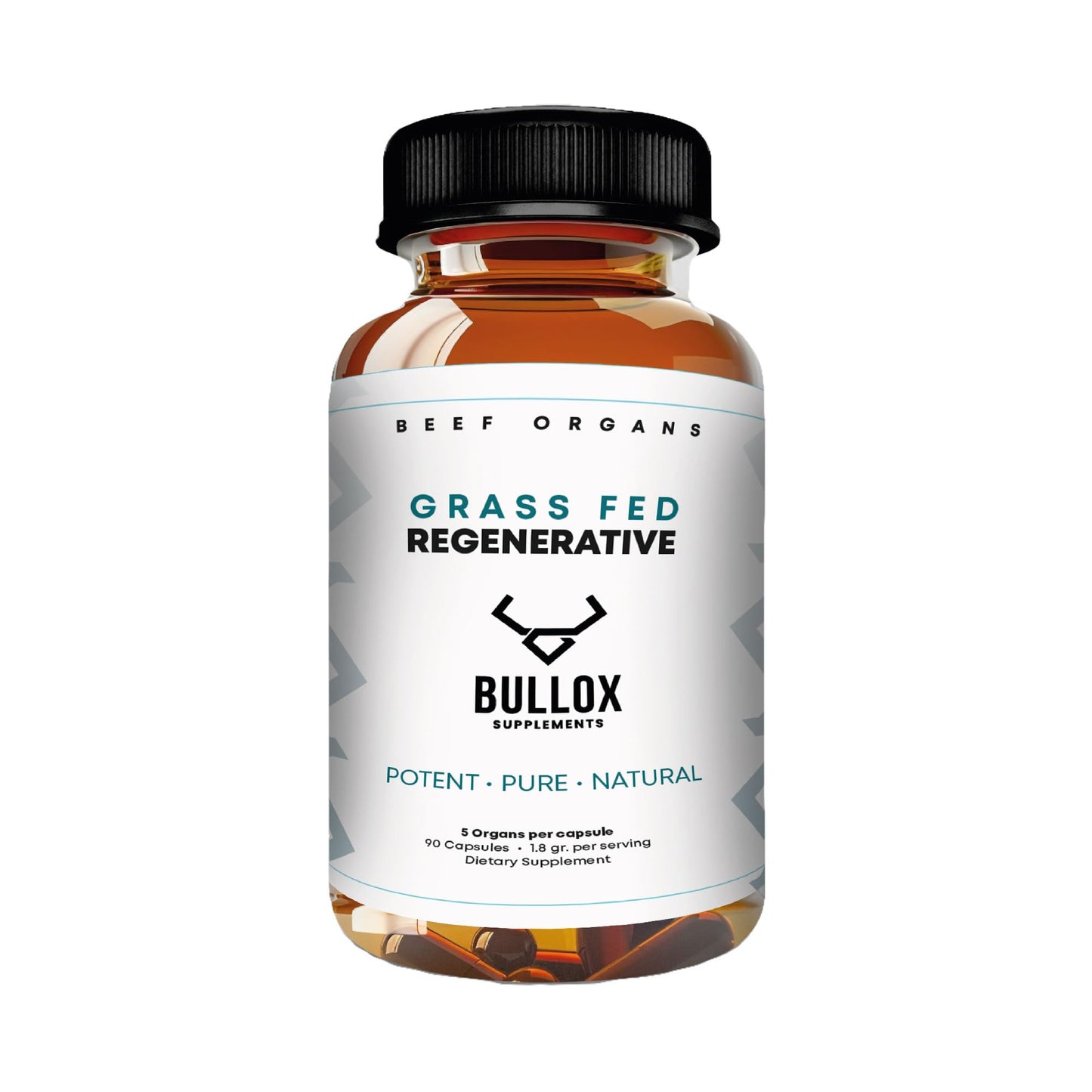 Bullox Supplements Grass Fed Beef Organs Freeze Dried Liver, Heart, Kidney, Pancreas & Spleen, 90 Capsules