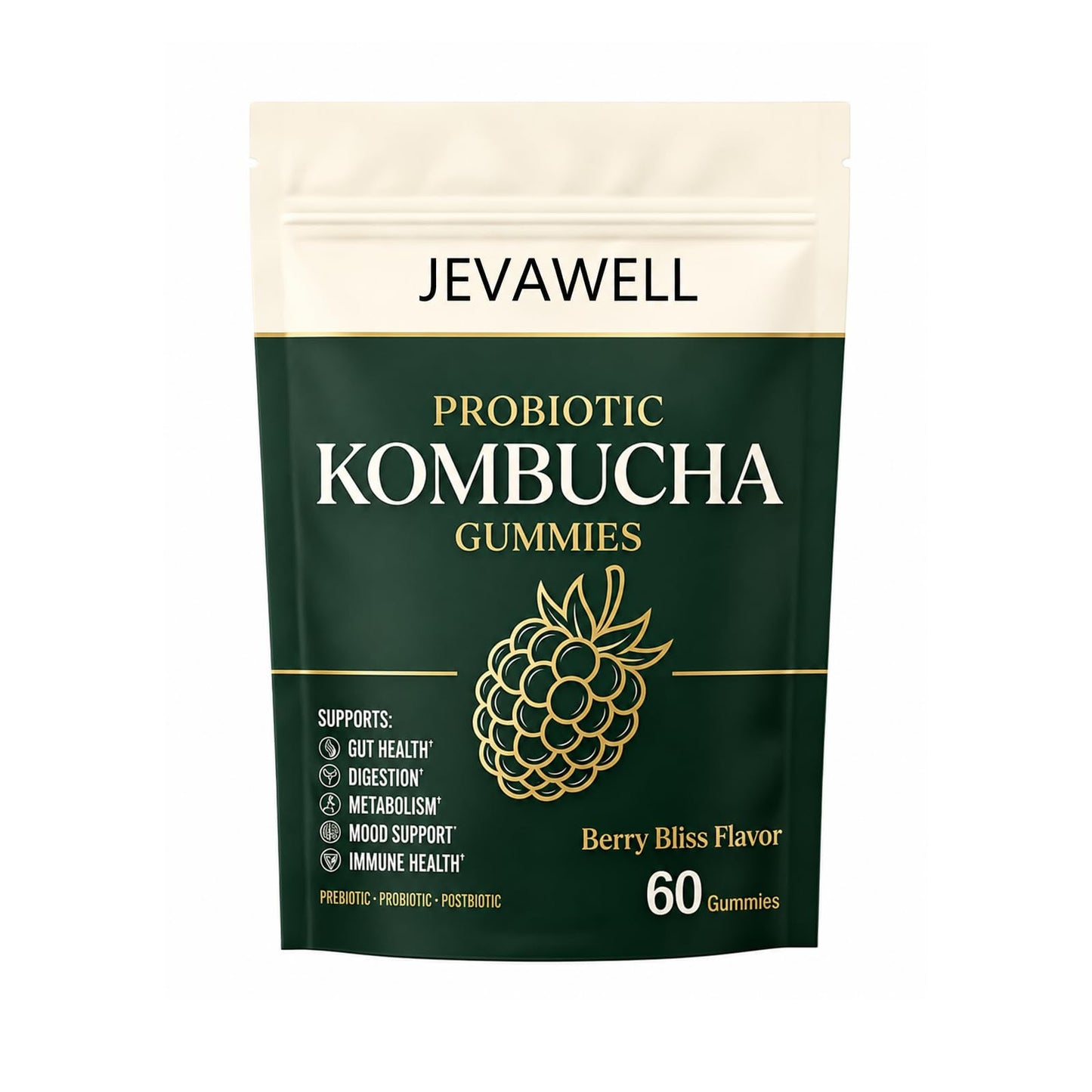 MACELY Jevawell Probiotic Kombucha Gummies, 60 Gummies