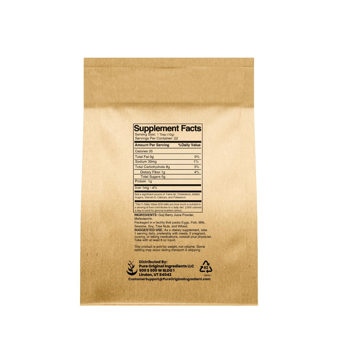 Pure Original Ingredients Goji Berry Powder 8 Ounce