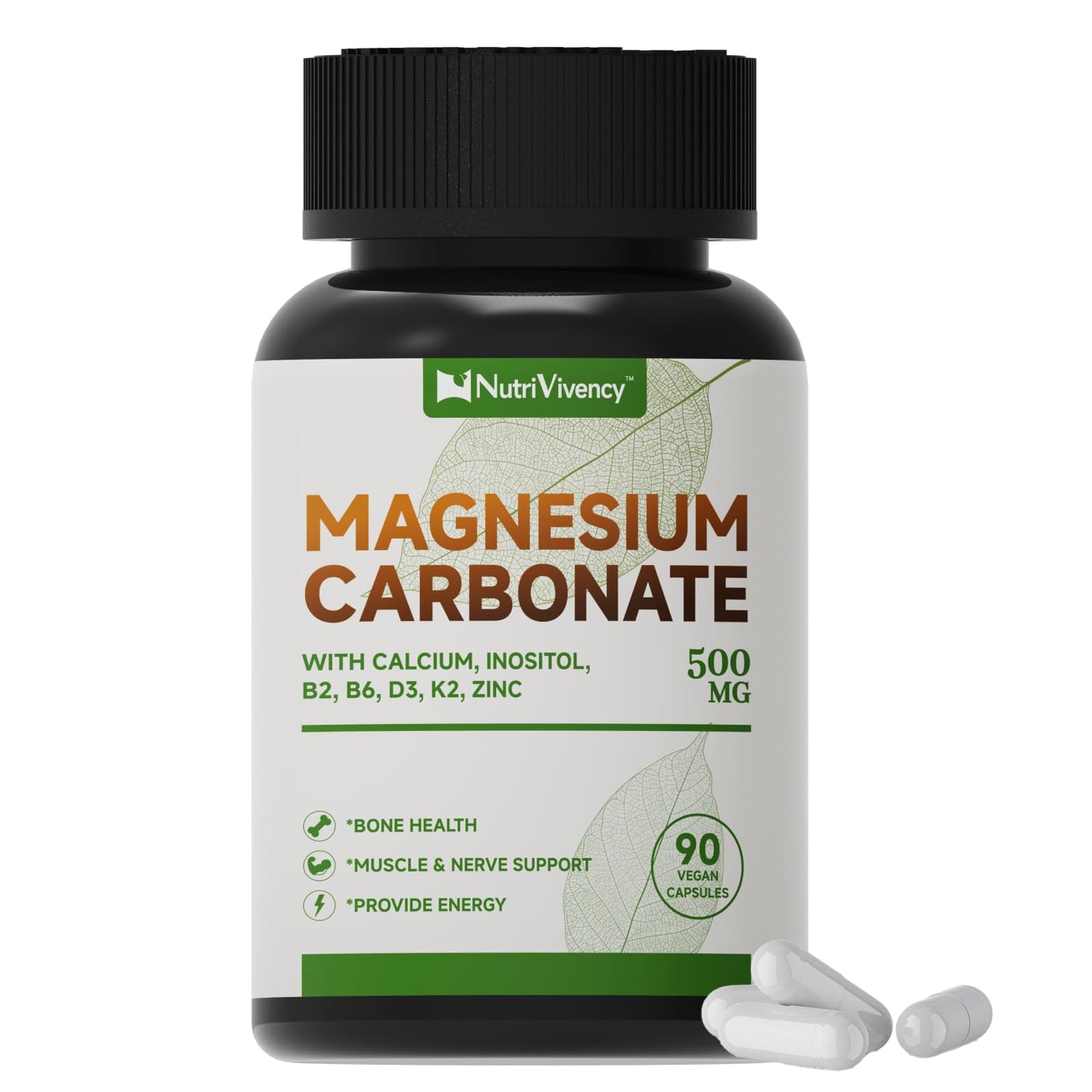 NutriVivency Magnesium Carbonate Capsules 500mg, 90 Capsules