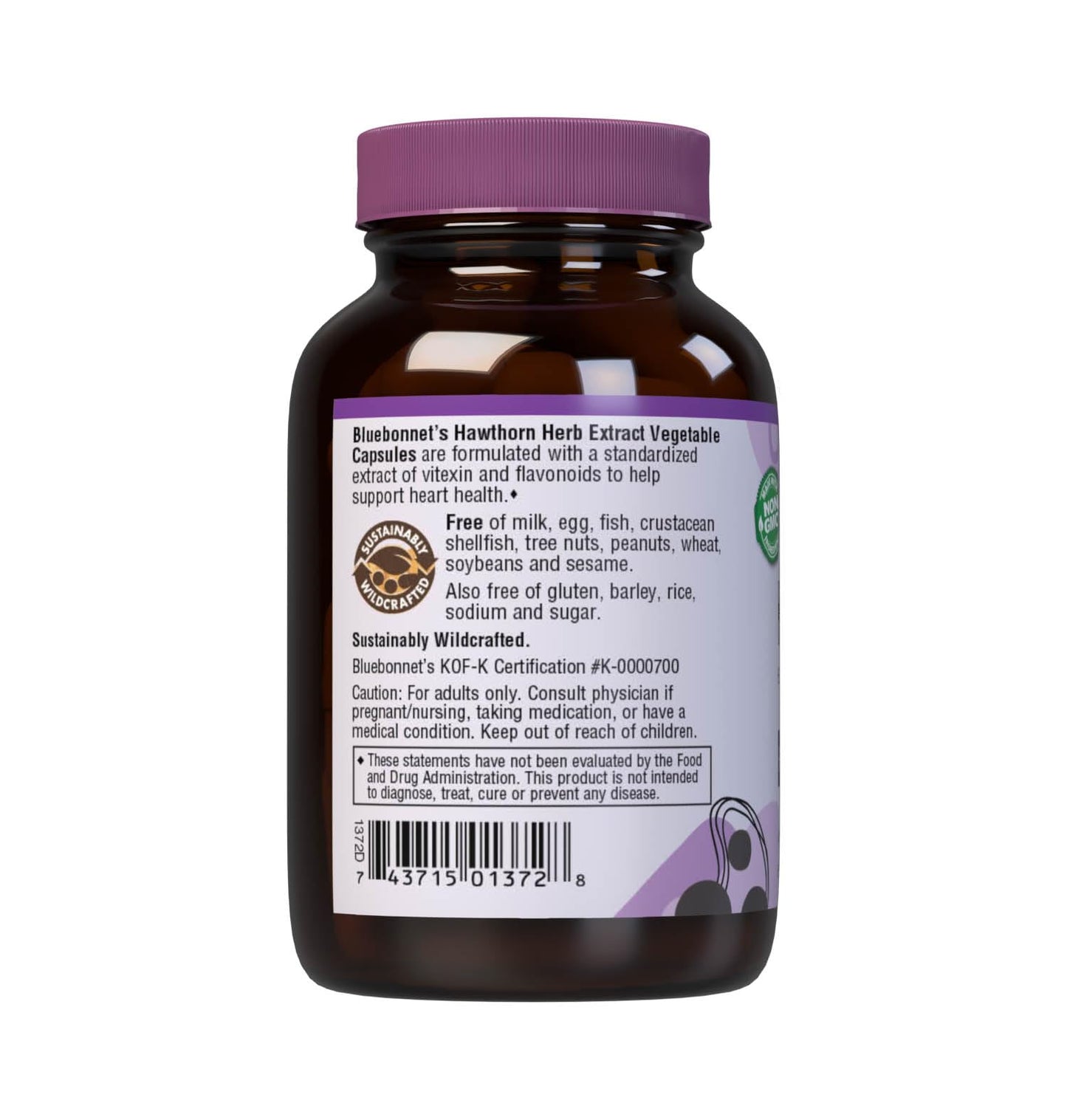 BlueBonnet Hawthorn Herb Extract Supplement Capsules, 60 Capsules
