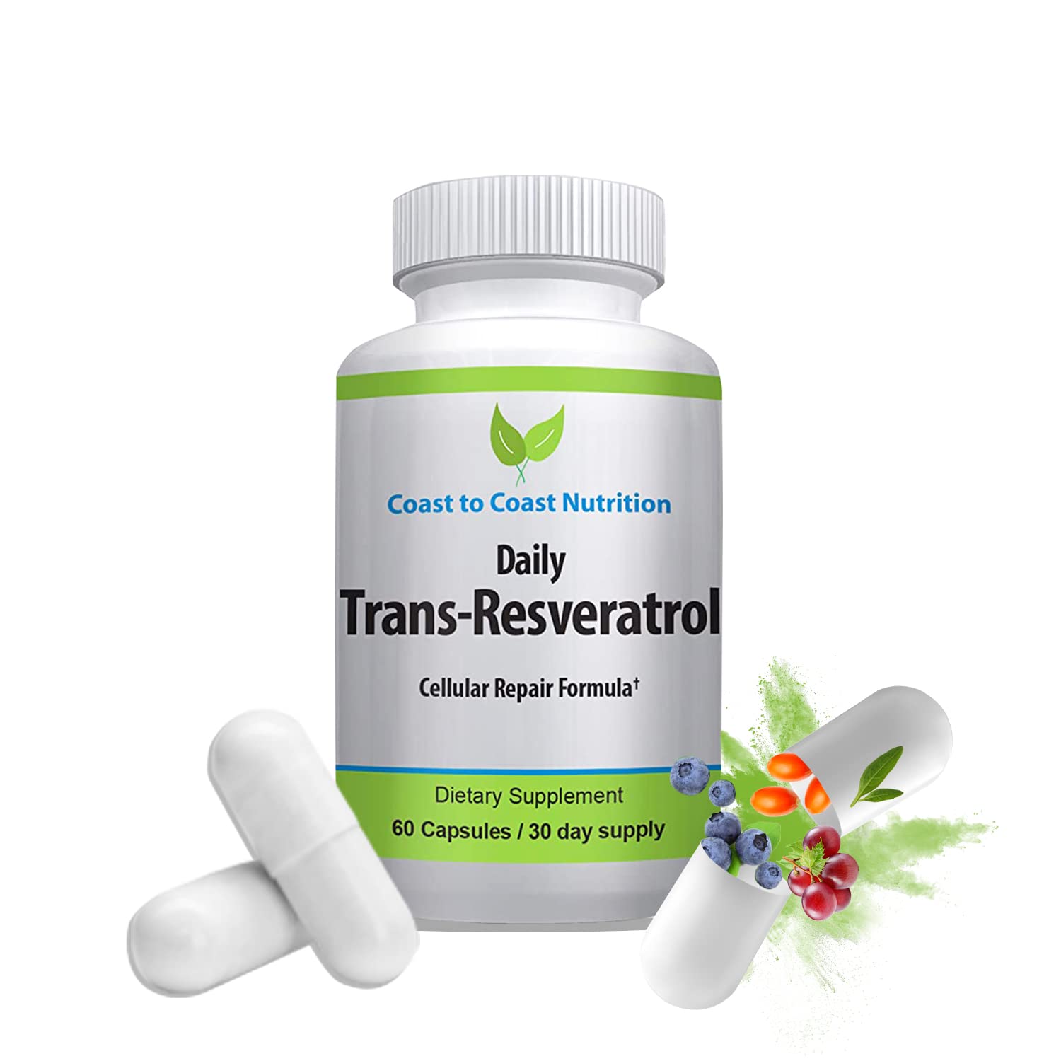 Coast to Coast Nutrition Trans-Resveratrol Supplement Capsules 60 Count