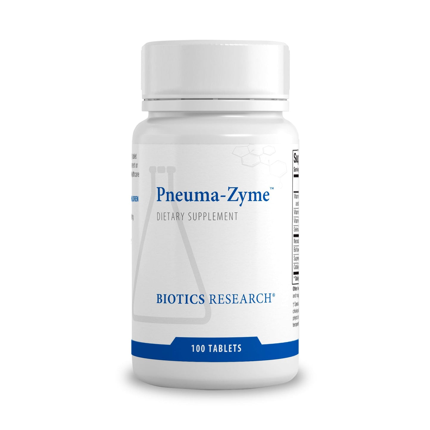 BIOTICS RESEARCH Pneuma-Zyme Respiratory Support with Neonatal Lung, Supports Optimal Lung Function & Respiratory Tissue Health, Upper Respiratory Health 100 Tablets