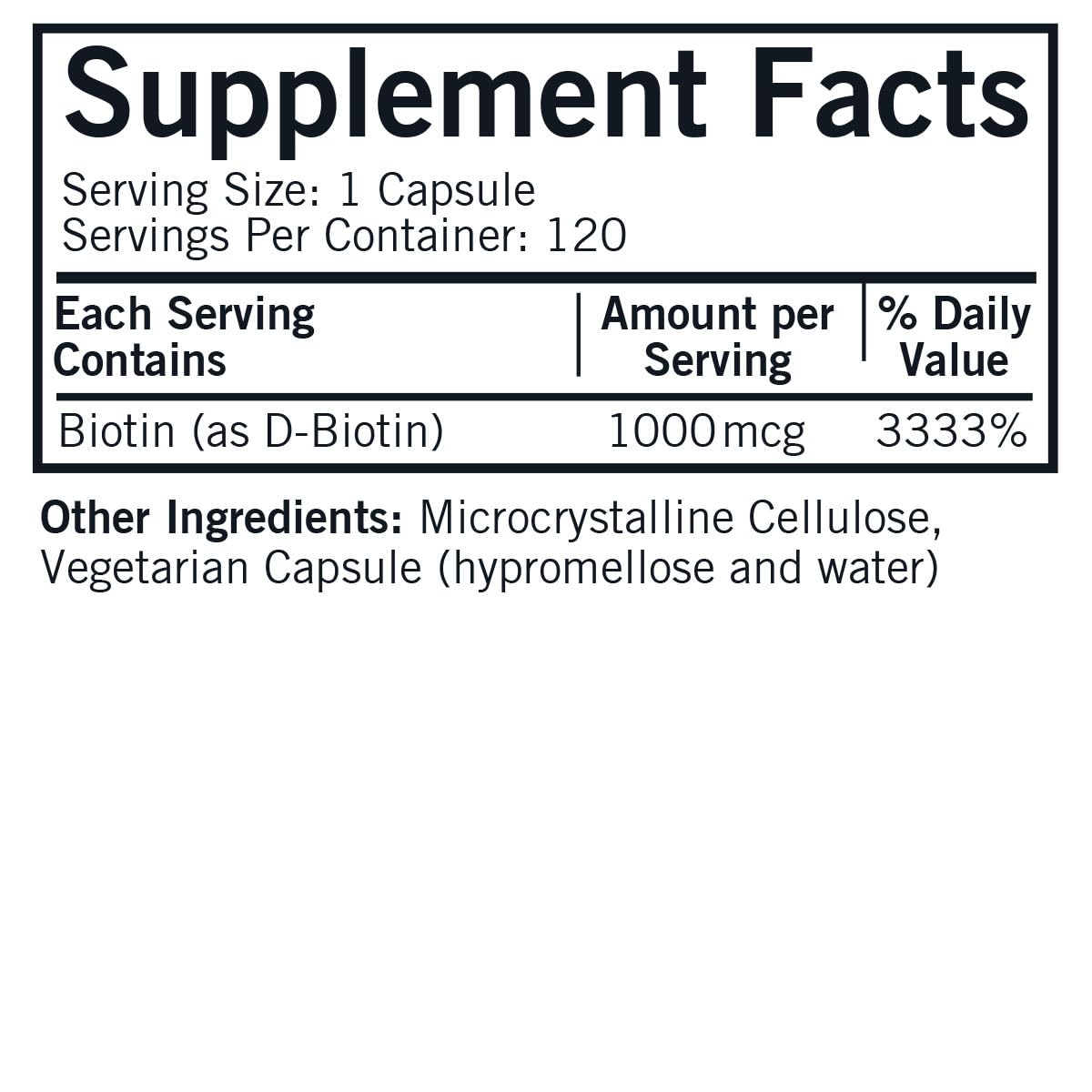 Kirkman d-Biotin 1000 mcg Capsule 120 Count