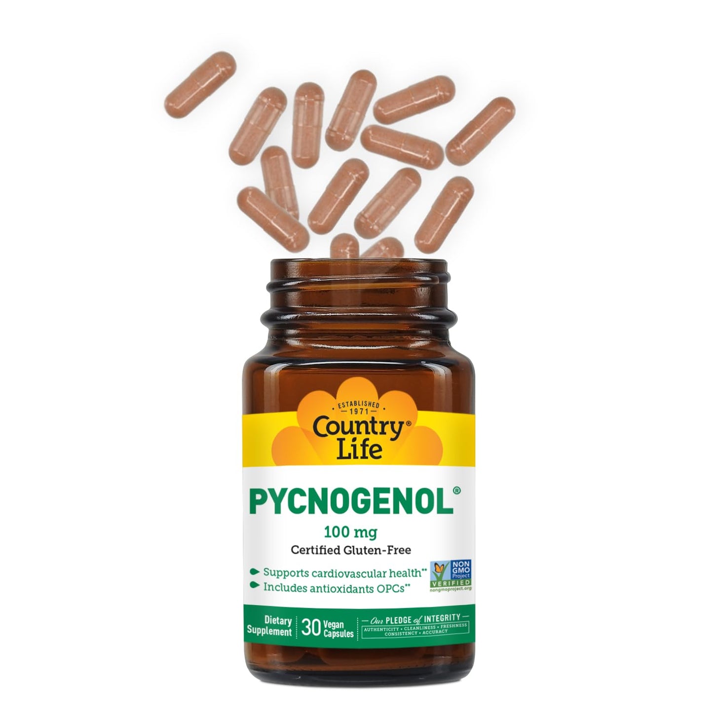 Country Life Pycnogenol 100mg French Maritime Pine Bark Extract, 30 Capsules