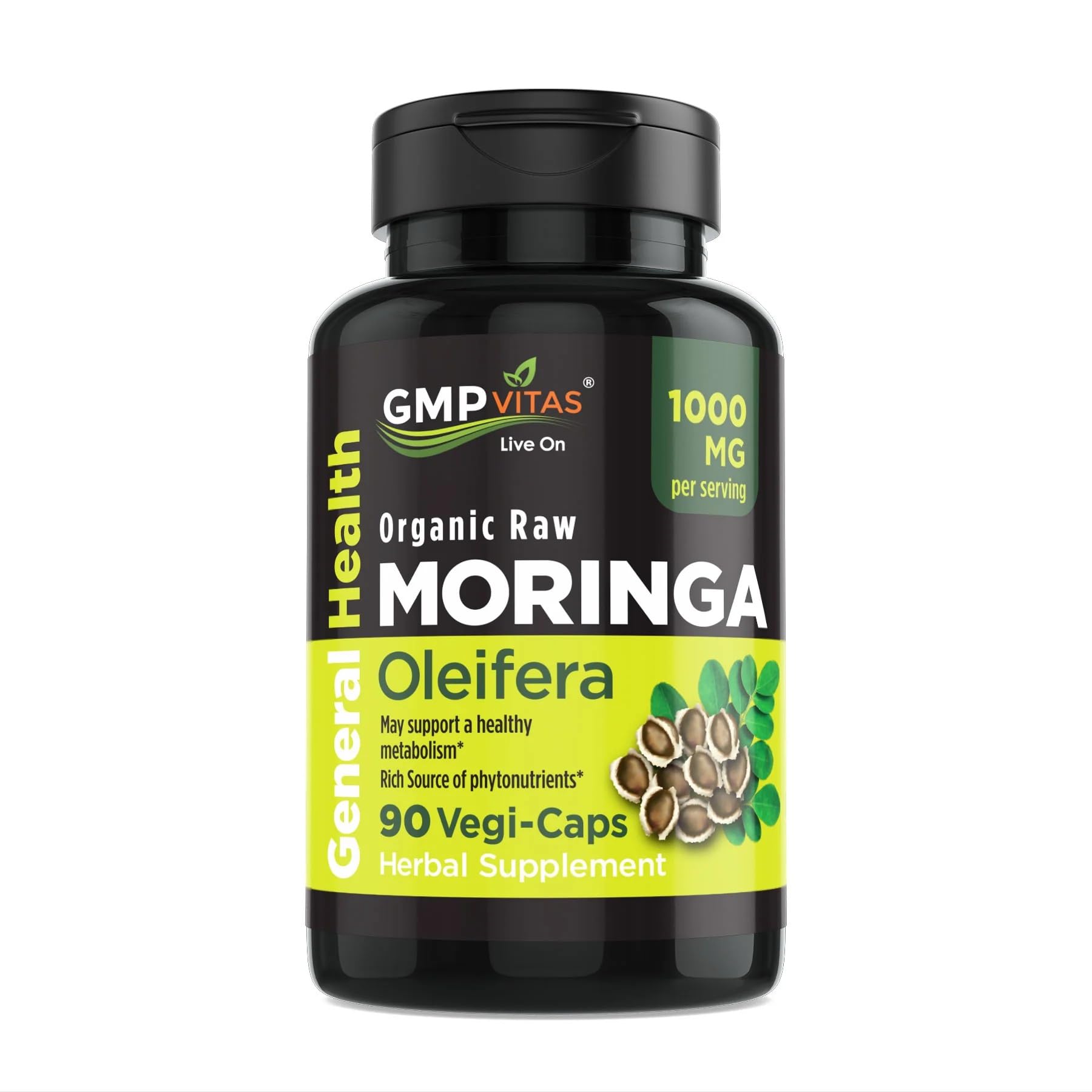 GMP Vitas Organic Moringa 1000mg Capsules, 90 Capsules