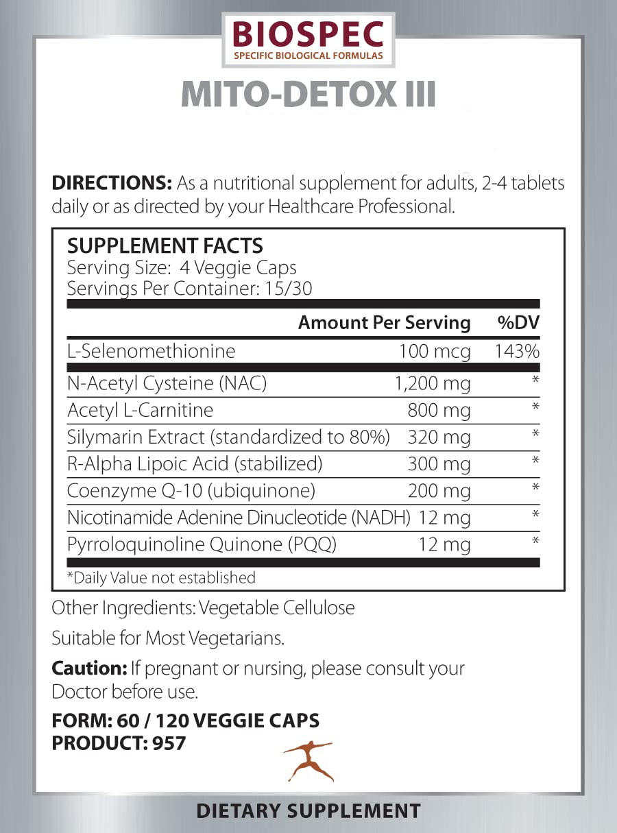 BIOSPEC NUTRITIONALS Mito-Detox III Capsules 120 Count