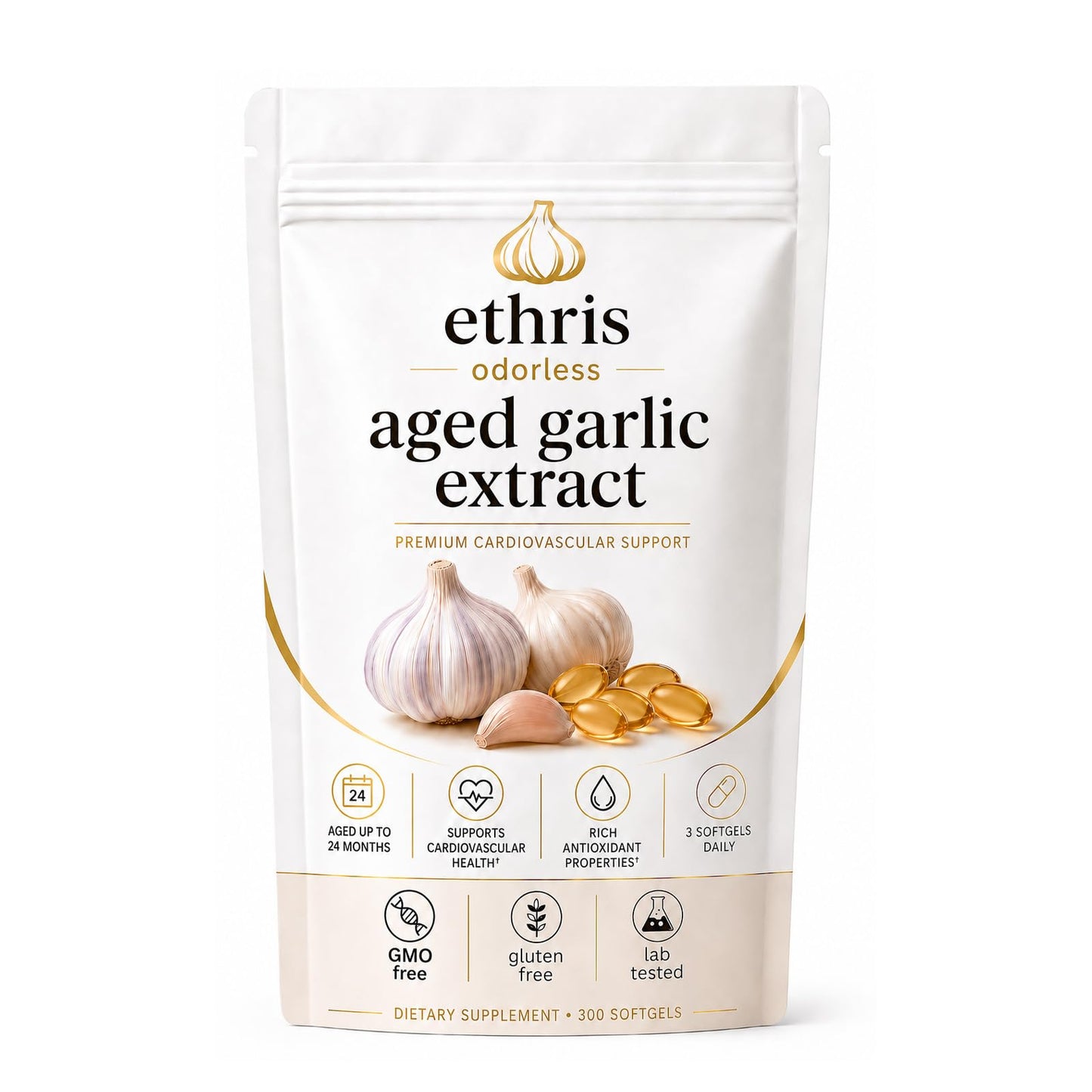 neurocept Ethris Aged Garlic Extract Odorless Softgels, 300 Count