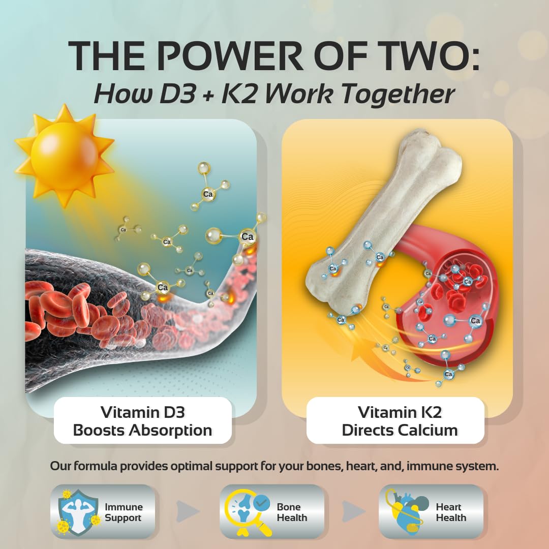 CogniTune Vitamin K2 (MK7) with D3 Supplement Capsules 60 Count