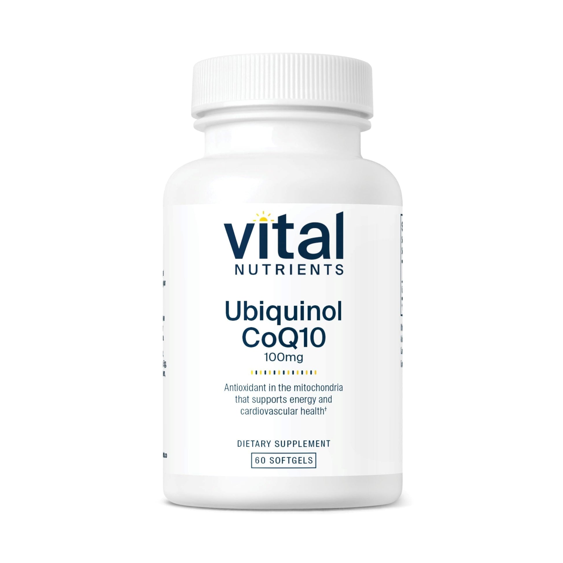 Vital Nutrients Ubiquinol CoQ10 100mg - Activated Form of Coenzyme Q10 - Potent Antioxidant to Support Cardiovascular and Brain Health - Gluten and Dairy Free - 60 Softgels