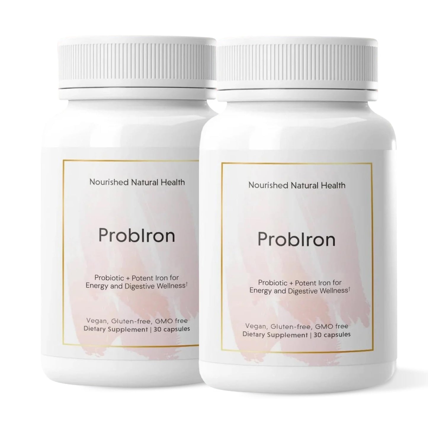 Nourished Natural Health ProbIron - Women's Probiotic + Iron Supplement Boosted with Vitamin C and Copper - Vegan Formula for Energy and Digestive Wellness, 60 Capsules