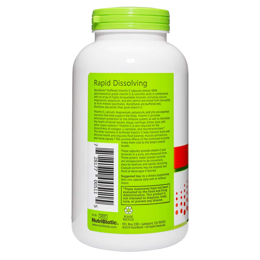 NutriBiotic Buffered Vitamin C 500 Mg Capsules 250