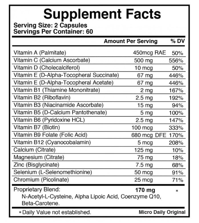 Micro Daily MMF Maximum Micronutrient Formula Capsule 120