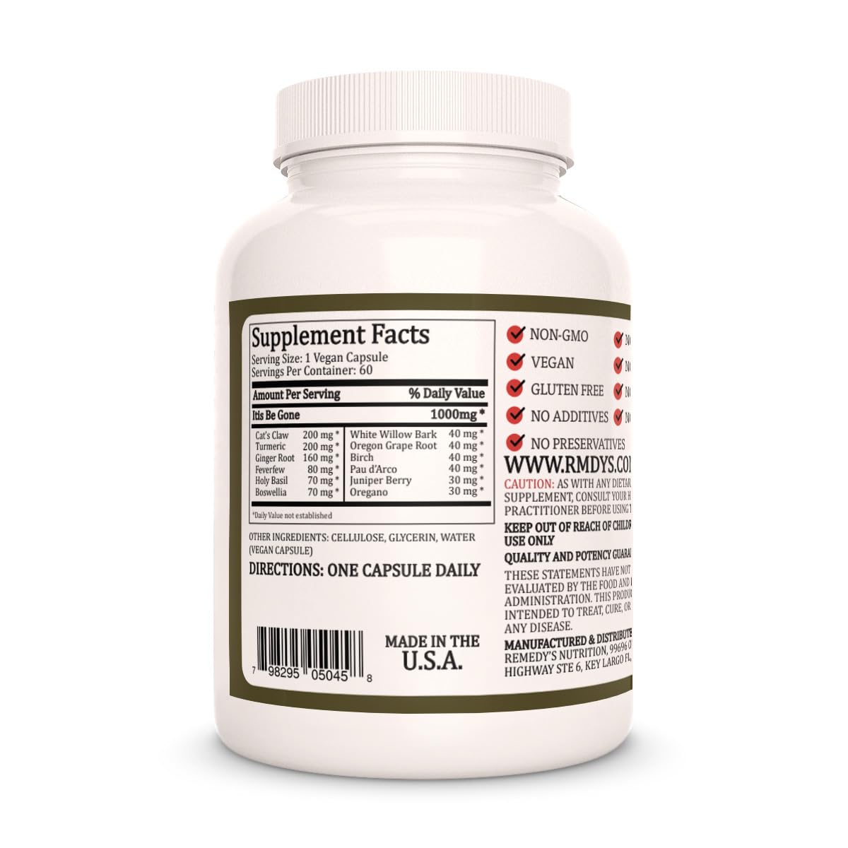 Remedy's Nutrition Itis Be Gone 60 Vegan Capsules
