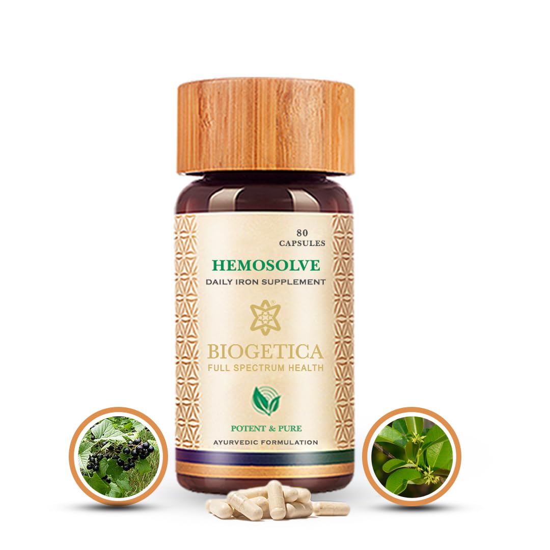 Biogetica Hemosolve Natural Iron Supplement for Vitality Capsule 80 Count