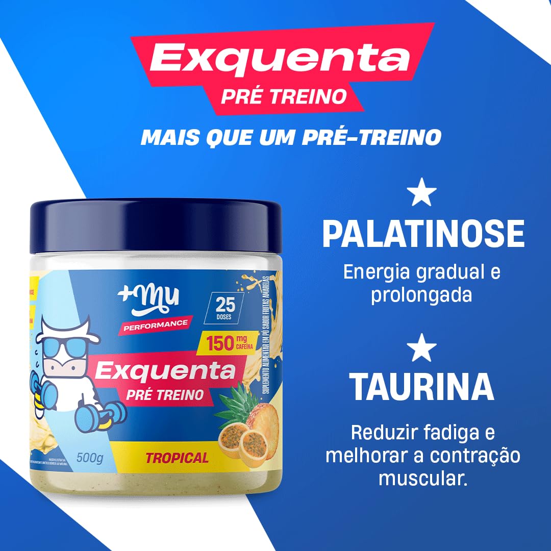'+Mu Performance Exquenta Pre-Workout Powder, Tropical Flavor, 150mg Caffeine, 25 Servings, 500g, 17.63
