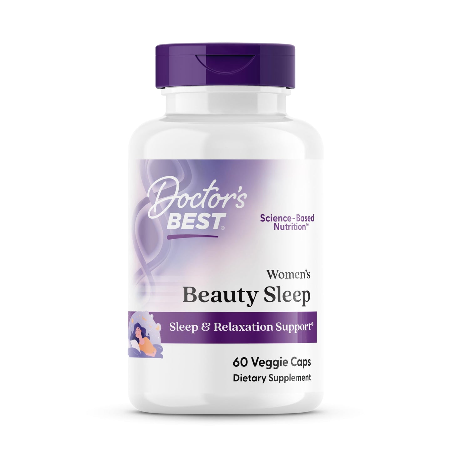 Doctor's Best Women's Beauty Sleep with Magnesium, Theanine, Melatonin, Sleep & Relaxation Support, Non-GMO, Gluten Free, Soy Free, Vegan, Capsules 60 Count