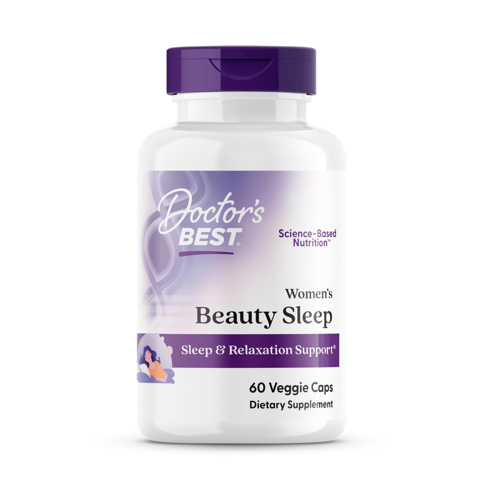 Doctor's Best Women's Beauty Sleep with Magnesium, Theanine, Melatonin, Sleep & Relaxation Support, Non-GMO, Gluten Free, Soy Free, Vegan, Capsules 60 Count