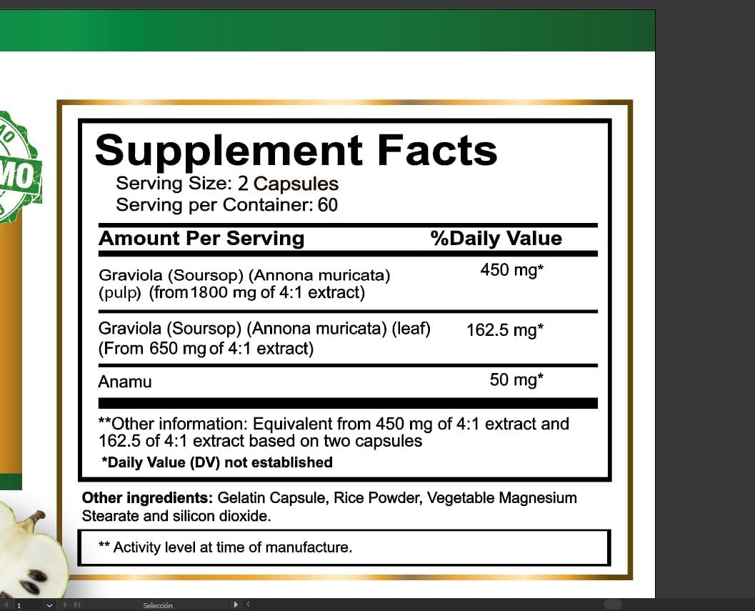 VITAMISAN Graviola Soursop Leaf & Fruit Extract Capsules, 120 Count