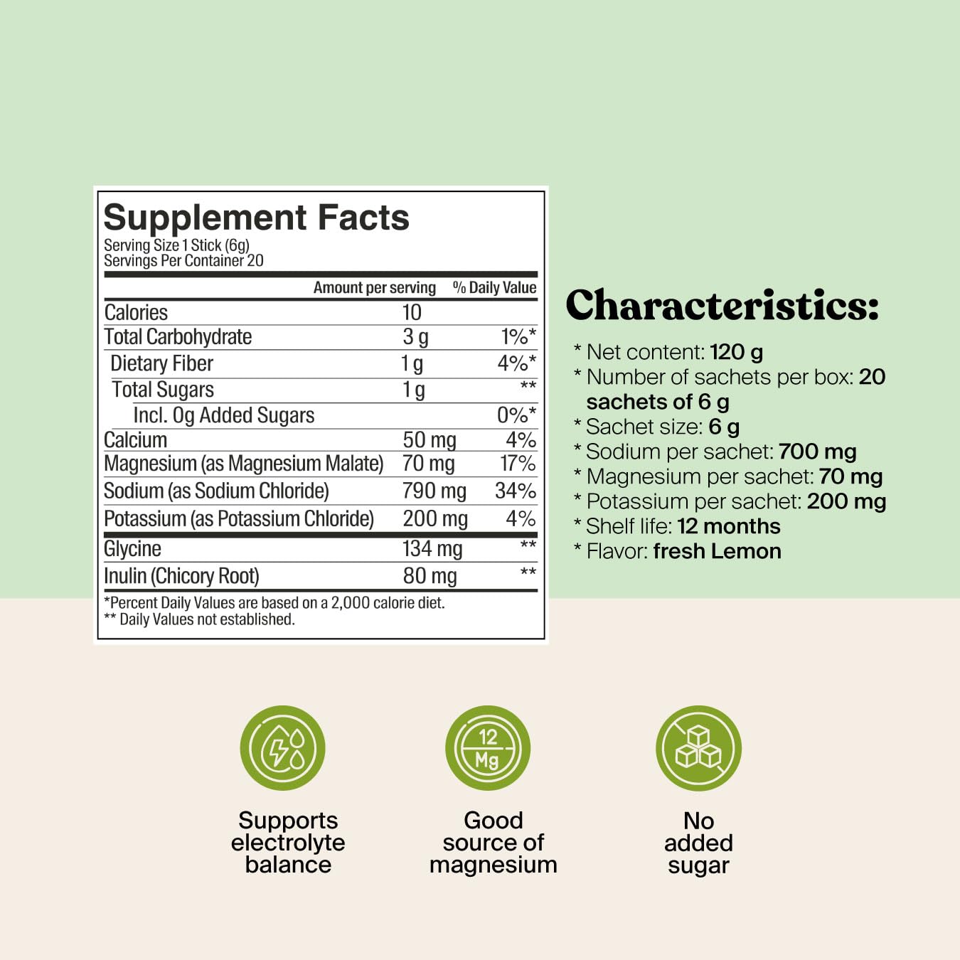 SAVVY Savvy Recharge Electrolyte Powder, Sugar Free Conscious Hydration Drink with Sodium, Magnesium, Potassium & Glycine, Lemon Flavor, 20 Sachets