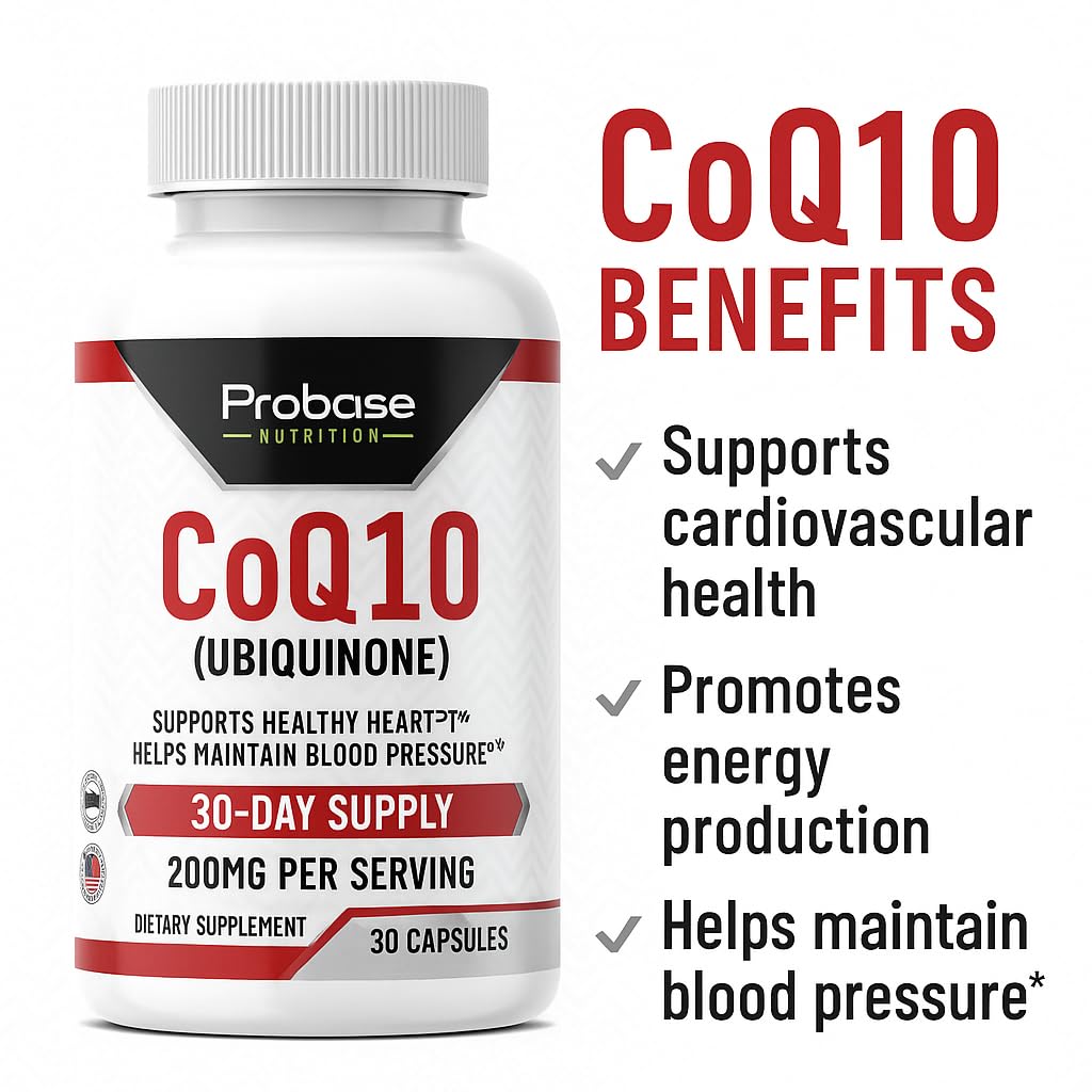 Probase Nutrition CoQ10 (Ubiquinone) Capsules, 30 Count