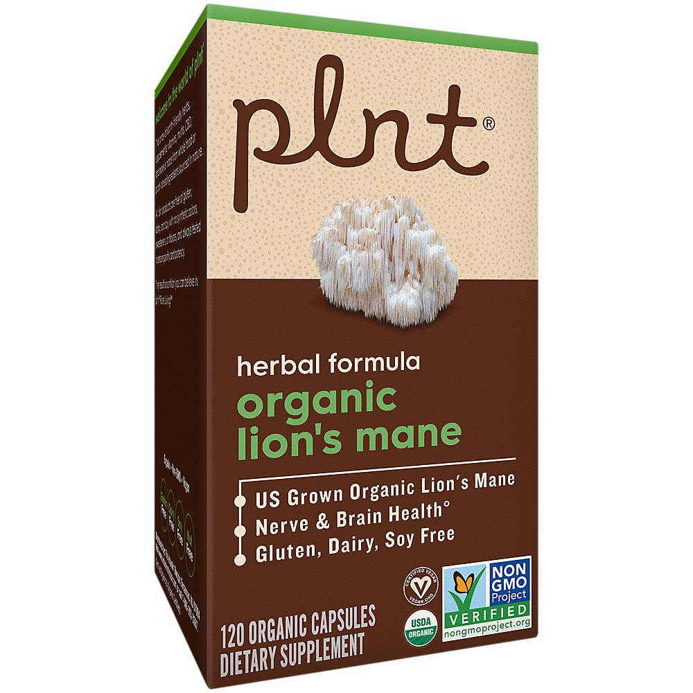 plnt Organic Lion's Mane Mushroom 1000 mg Capsules 120 Count