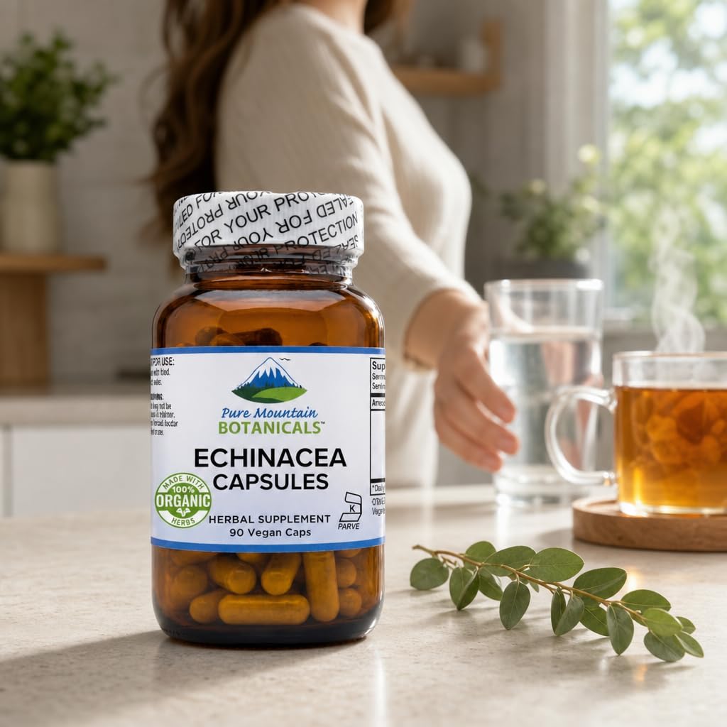 Pure Mountain Botanicals Echinacea Angustifolia Root 420mg Capsules, 90 Count