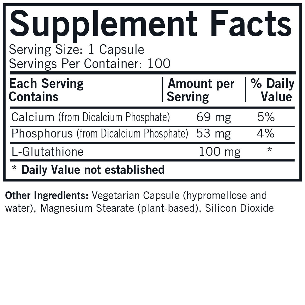 Kirkman Reduced L-Glutathione 100 mg Capsules, 100 Vegetarian Capsules