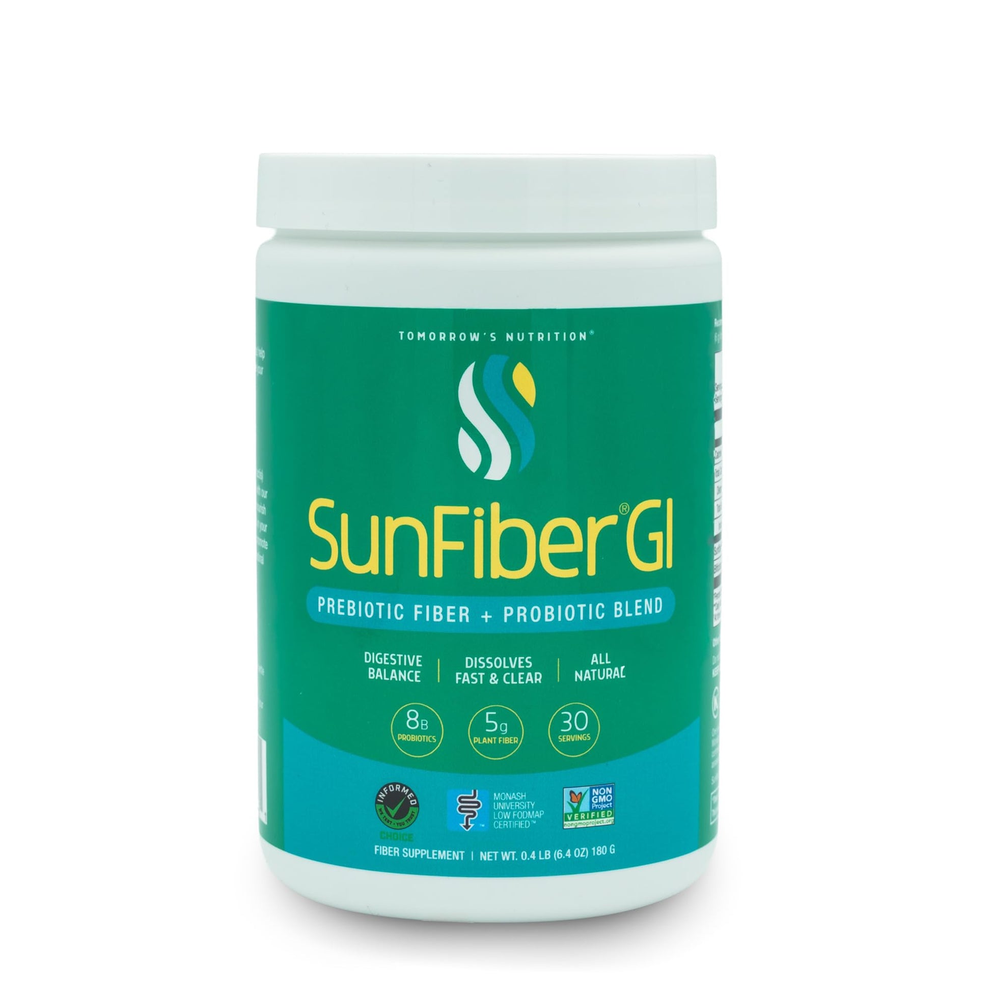 Tomorrow's Nutrition Sunfiber GI Prebiotic Fiber Powder 6.4