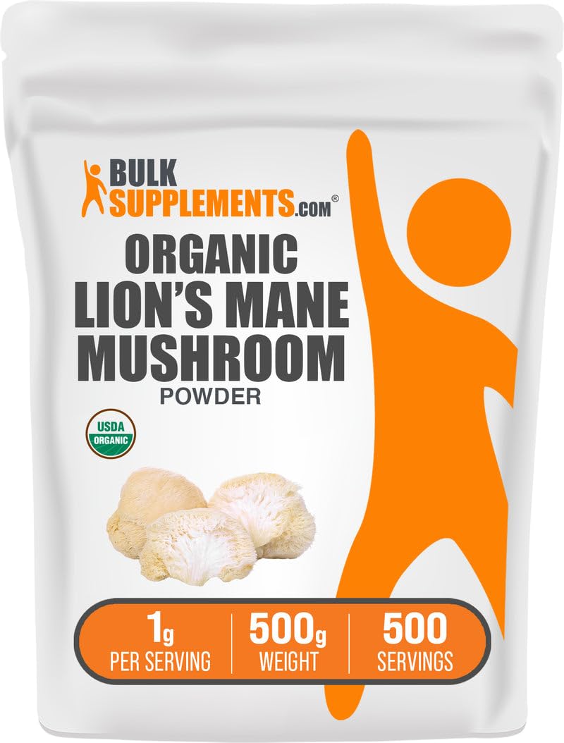 BulkSupplements Organic Lions Mane Mushroom Powder 17.64 Ounce