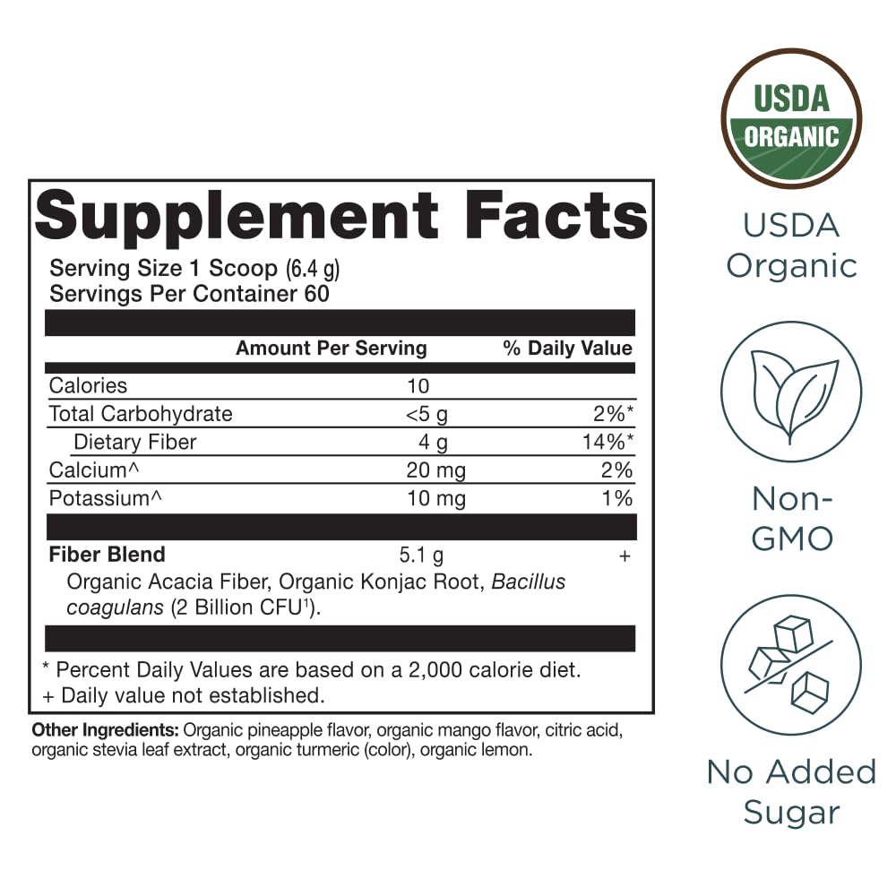 Ancient Nutrition Organic Acacia Fiber Powder, Pineapple Mango, 13.5 Ounce