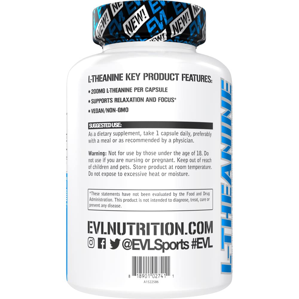 Evlution L-Theanine 200mg Capsules 60 Count