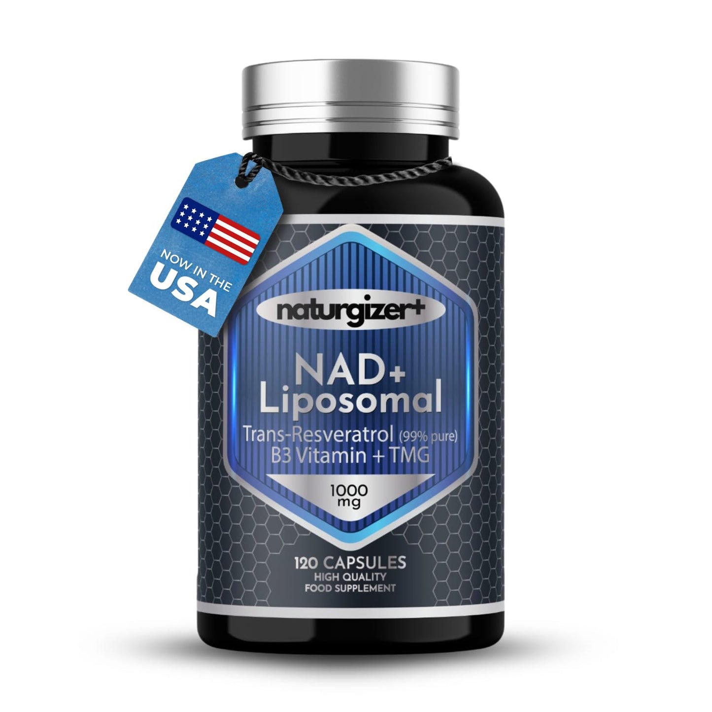 naturgizer+ Liposomal NAD+ Supplement with Resveratrol, Vitamin B3 & TMG 120 Capsules