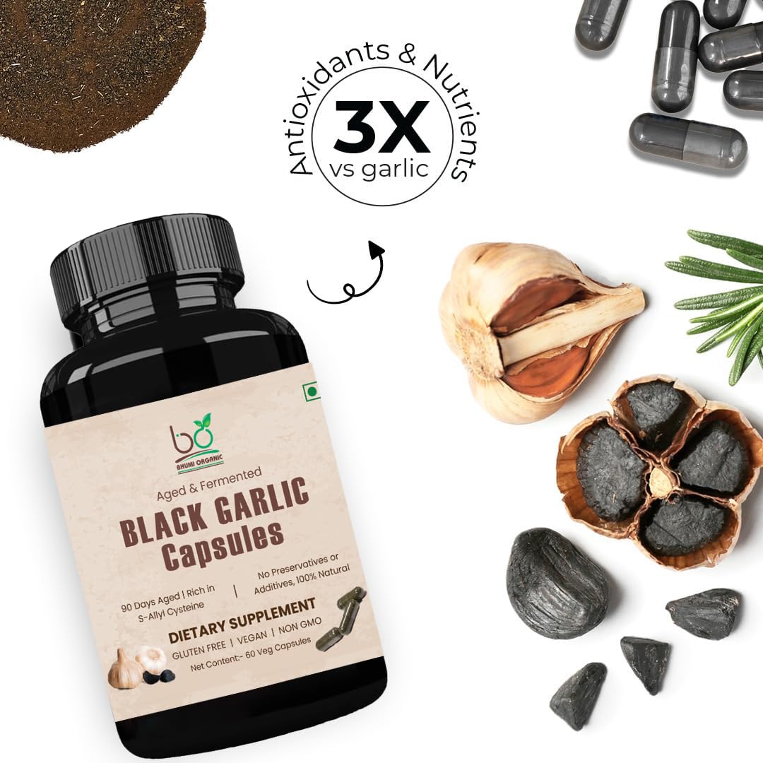 Bhumi Organic Aged and Fermented Black Garlic Capsules, 1 Count