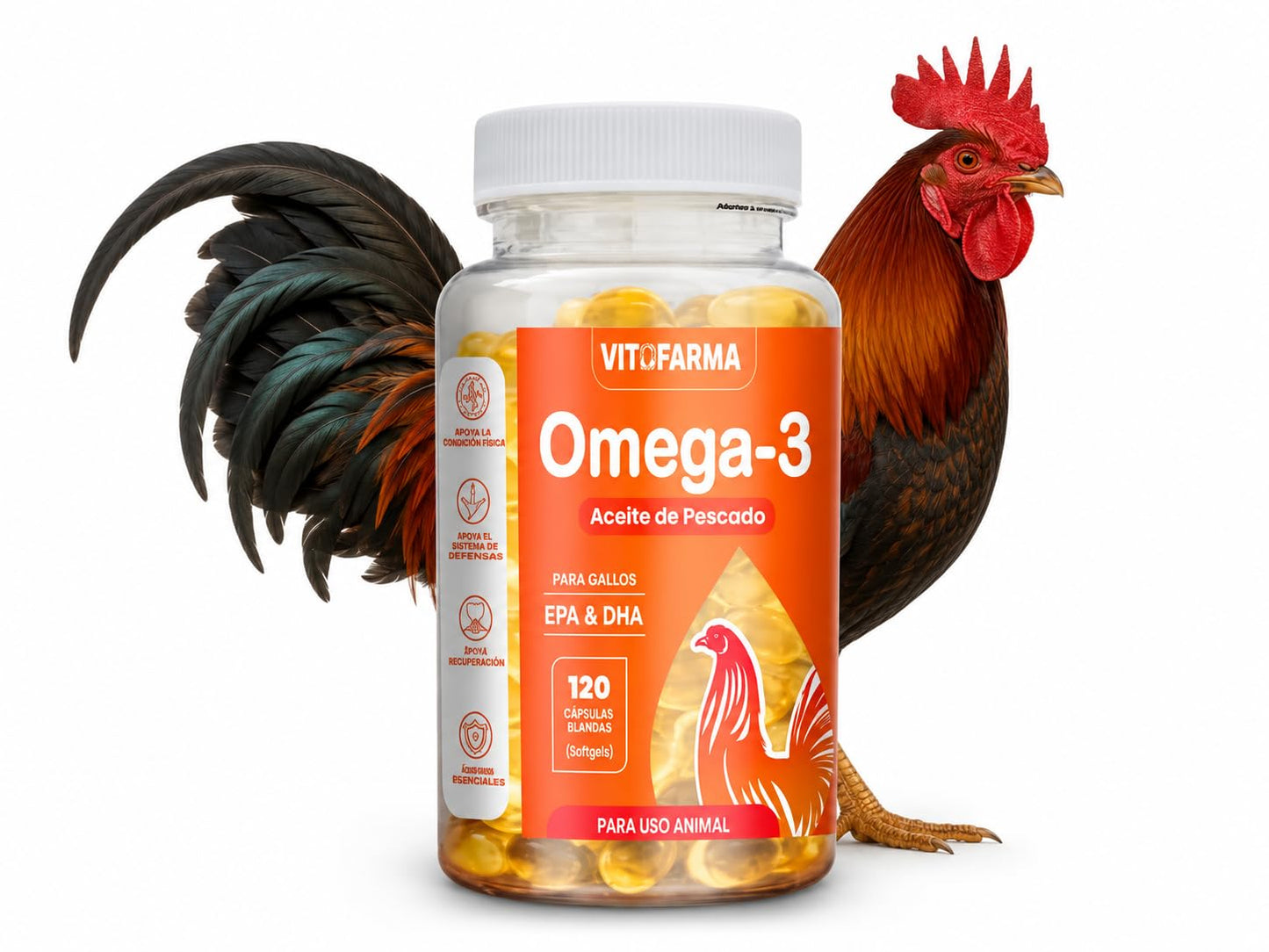 VITOFARMA Omega 3 for Roosters EPA & DHA Fish Oil Soft Gel, 1 Bottle