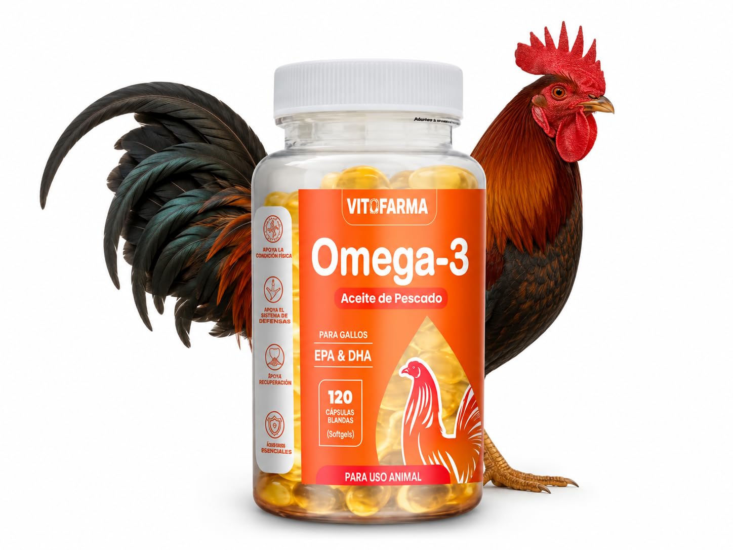 VITOFARMA Omega 3 for Roosters EPA & DHA Fish Oil Soft Gel, 1 Bottle