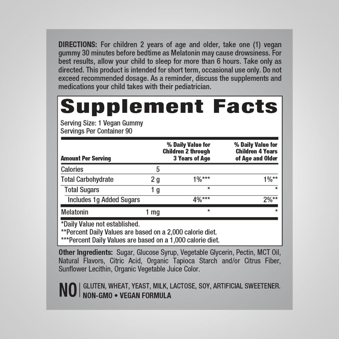 Piping Rock Kids Melatonin Gummies 90 Count