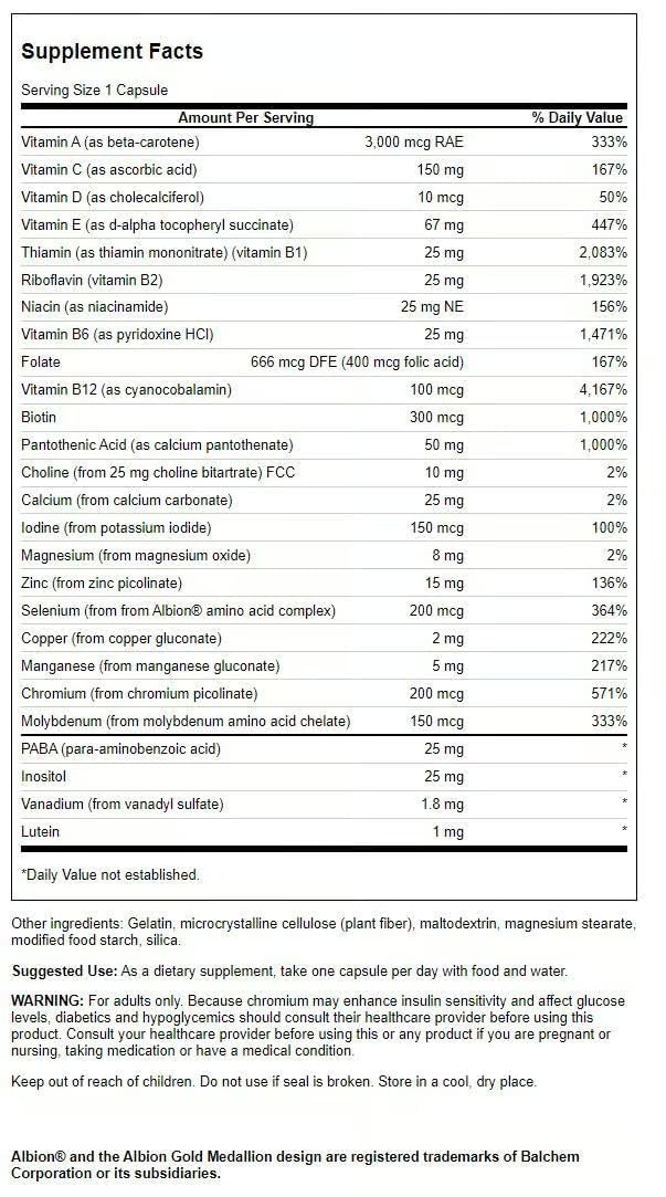 Swanson Active One Multivitamin Without Iron Capsules 90 Count