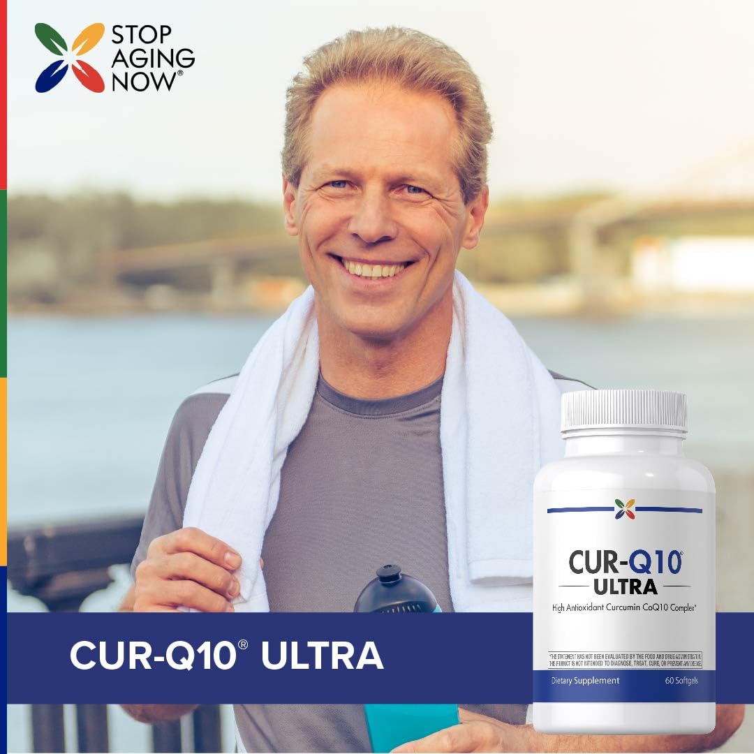Stop Aging Now Curcumin CoQ10 Complex with Turmeric Root Extract - Antioxidant & Cardiovascular Support, 60 Softgels