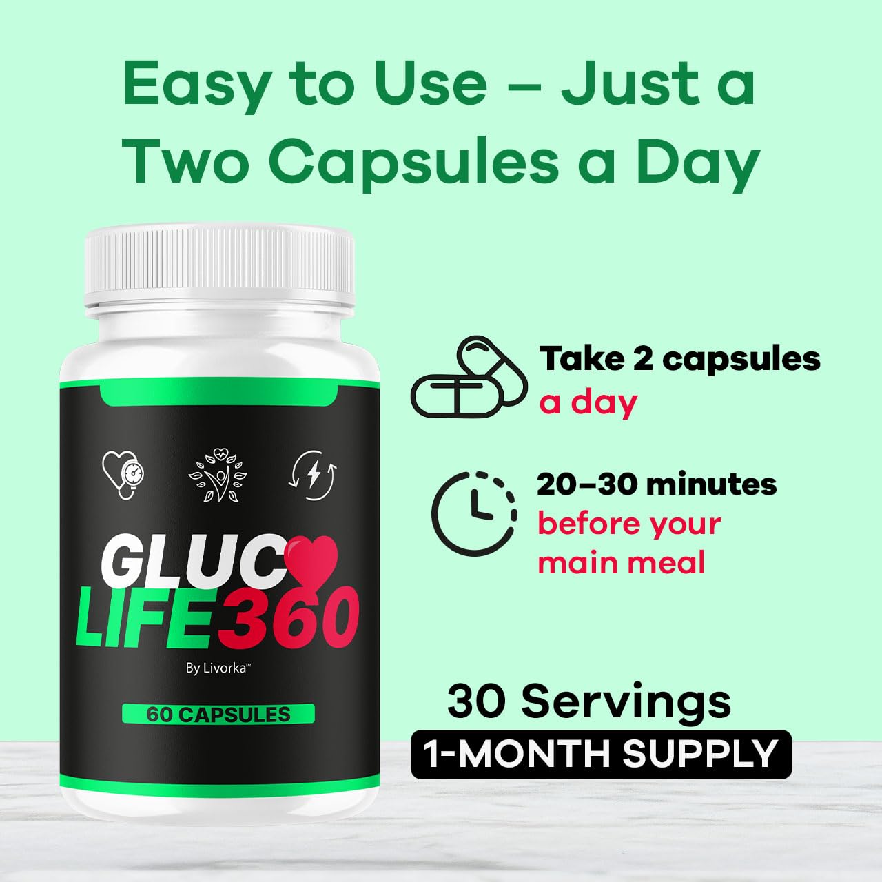 LIVORKA GlucoLife 360 Capsules, 120 Count