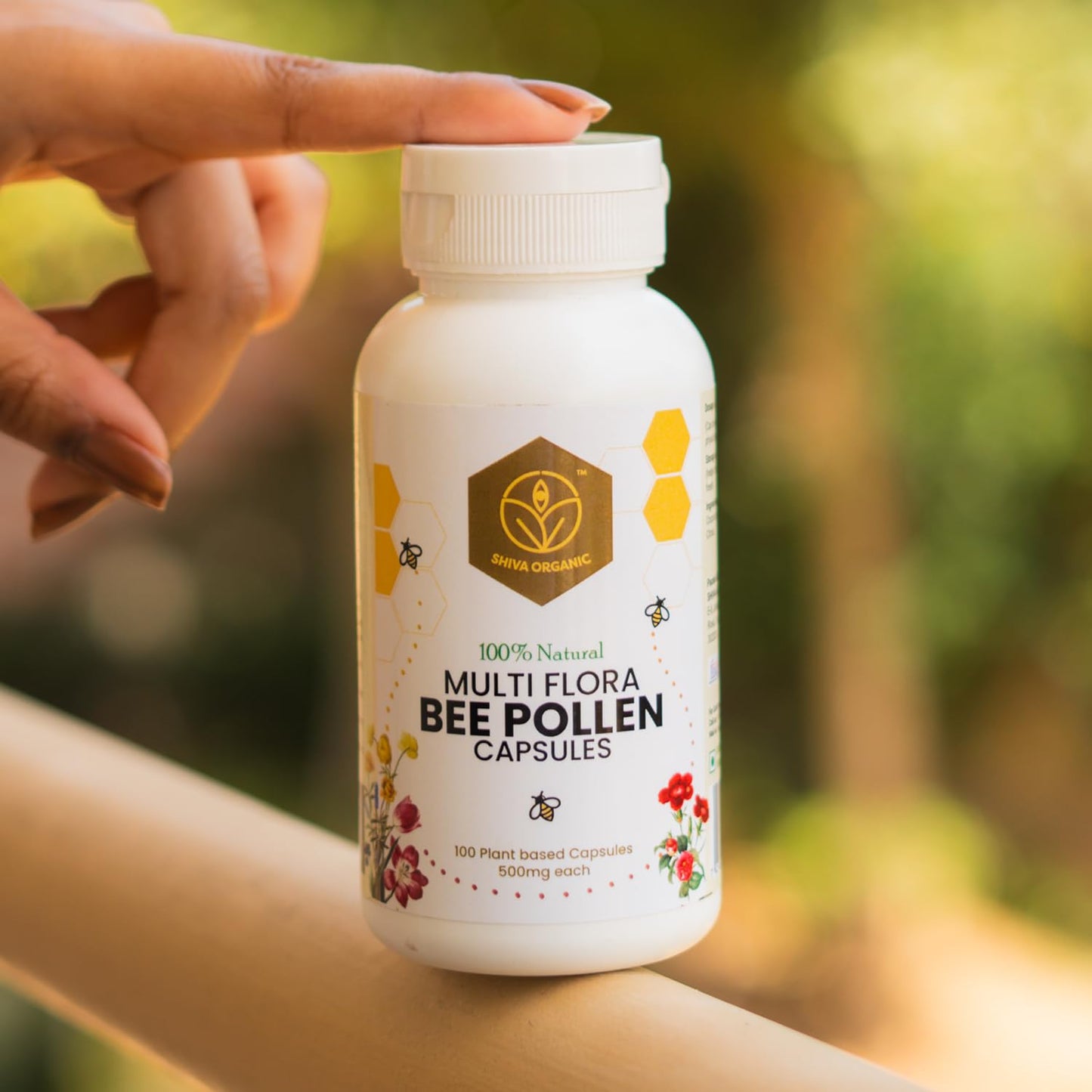 Shiva Organic Multi Flora Bee Pollen (500mg) Capsule, 100 Count