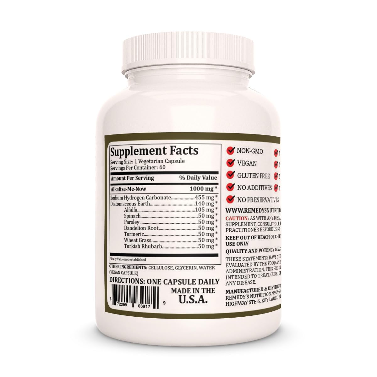 Remedy’s Nutrition Alkalize Me Now 60 Capsules