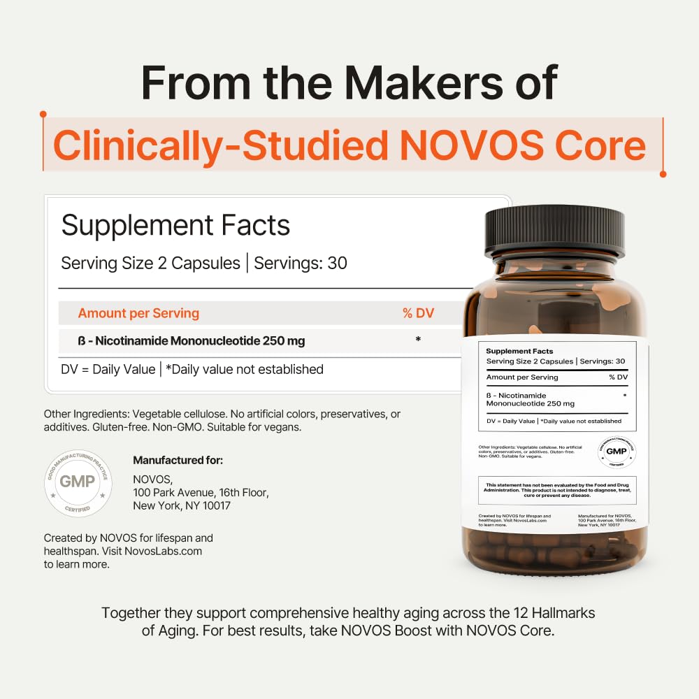 Novos Boost NMN 250mg Supplement, 60 Capsules