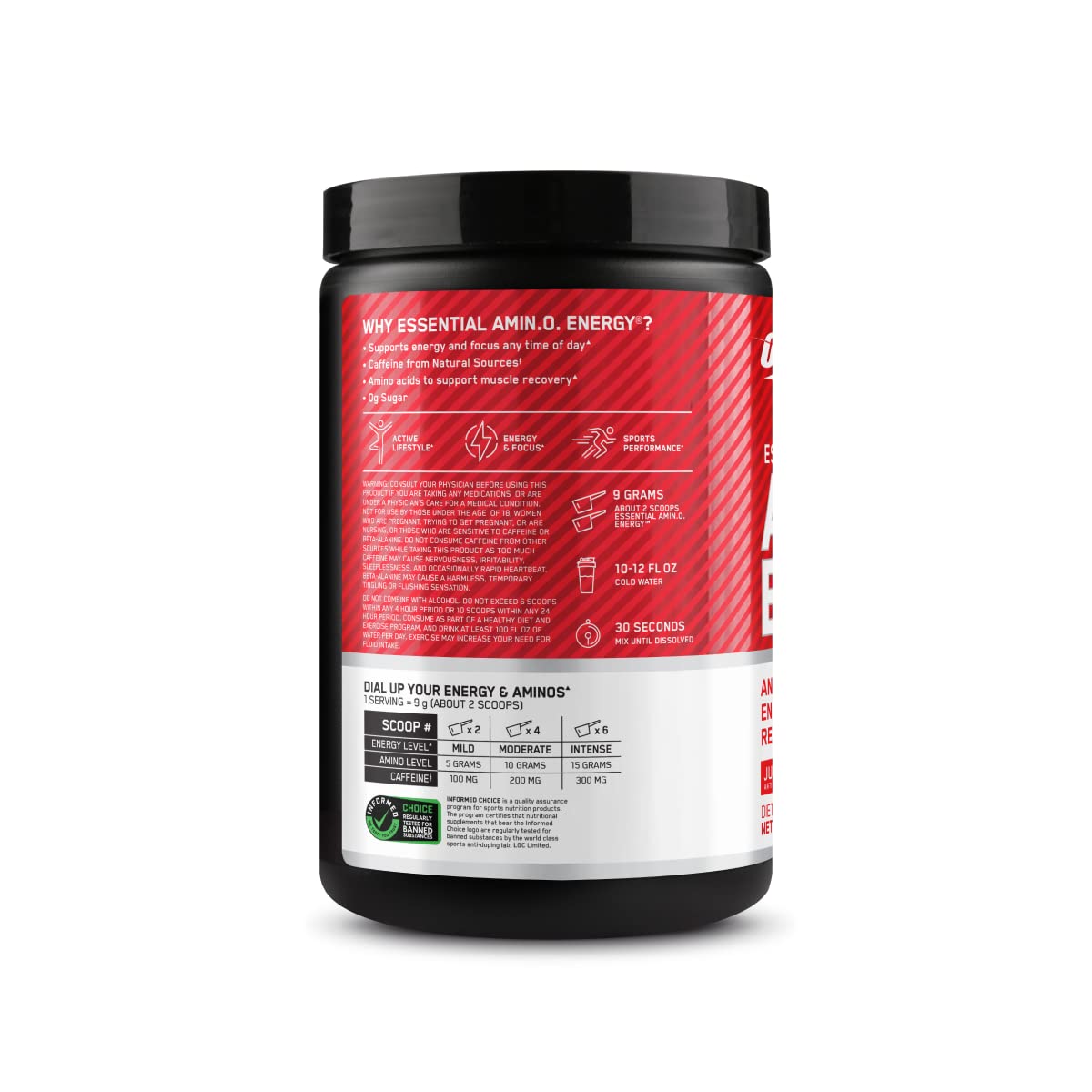 Optimum Nutrition Amino Energy Powder Juicy Strawberry Burst 9.5 Ounce