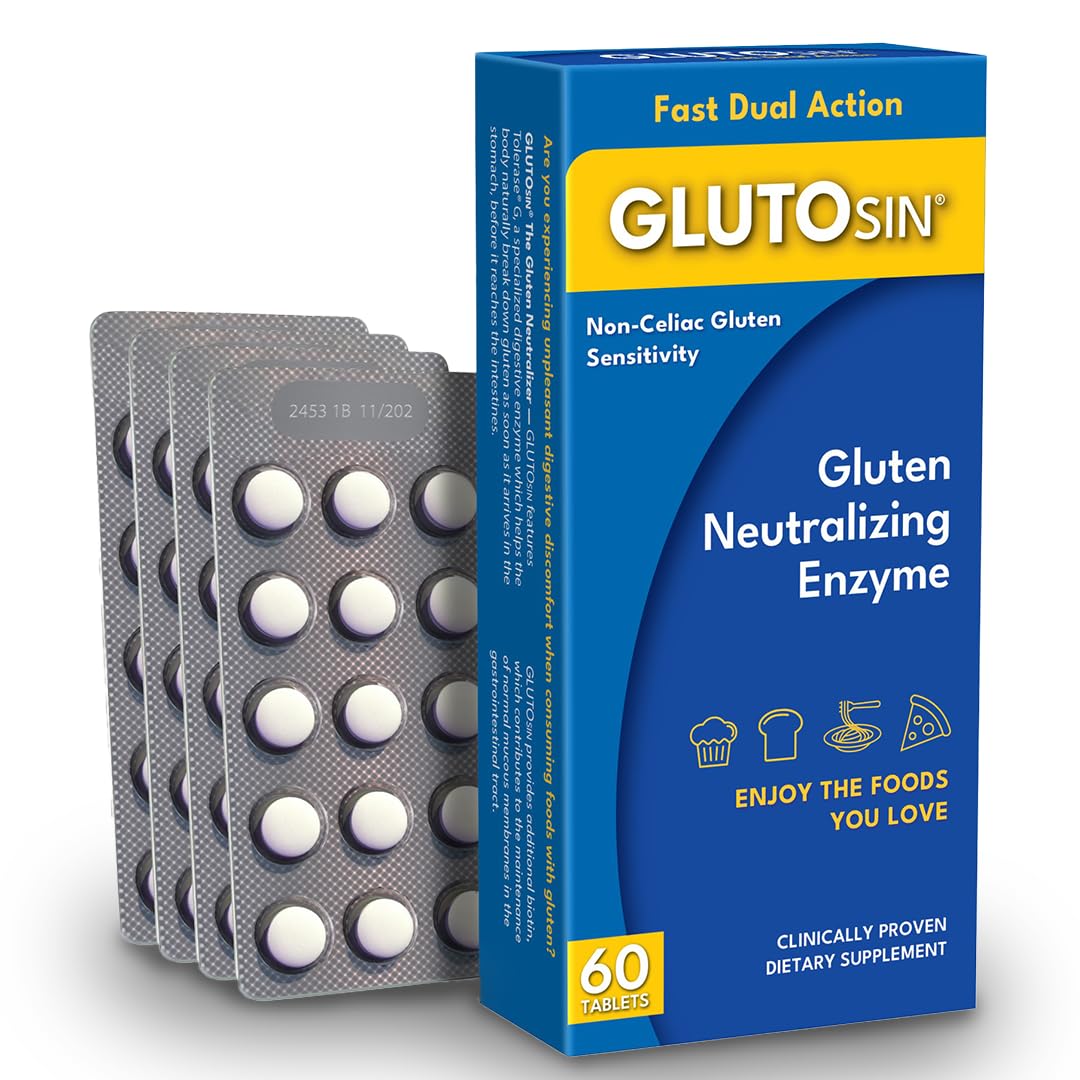 Medagel GLUTOsin Gluten Neutralizing Enzyme Tablet, 60 Mini Tablets