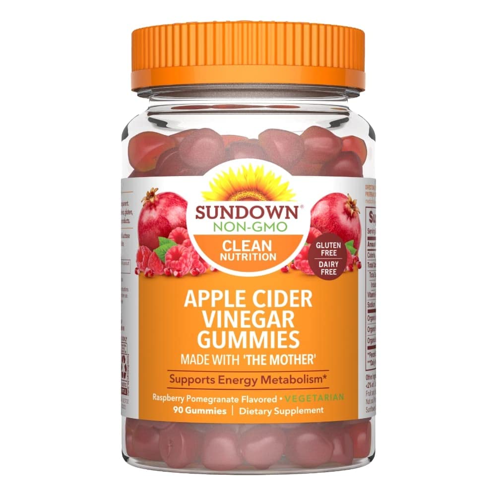 Sundown Apple Cider Vinegar Gummies, Supports Energy Metabolism, Raspberry Pomegranate Flavored, 90 Gummies