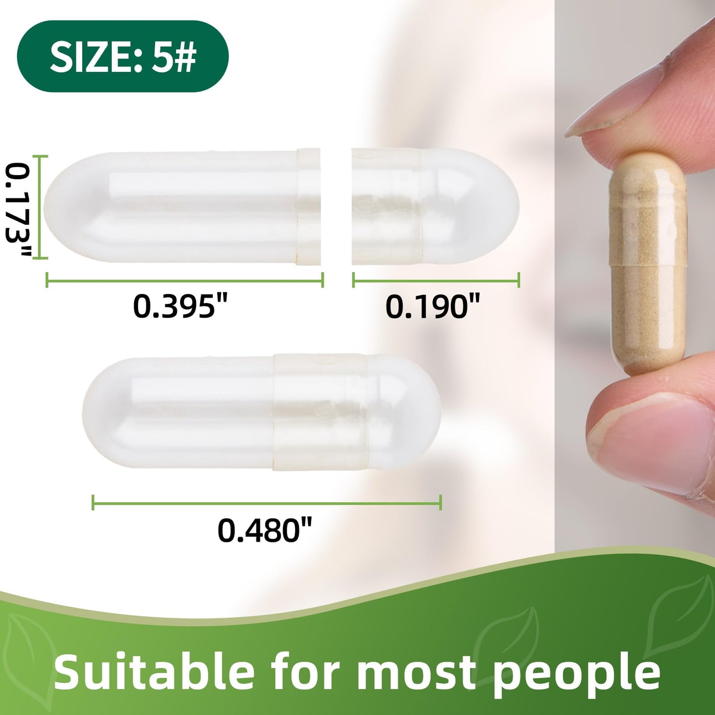 EaccoViigr Gelatin Empty Capsules Size 5, 100 Count Capsules